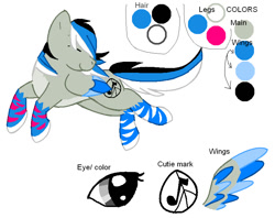 Size: 775x615 | Tagged: safe, artist:softfur, imported from derpibooru, oc, oc only, oc:minty tone, pegasus, pony, 2012, gray coat, multicolored mane, multicolored tail, pegasus oc, reference sheet, solo, tail, wings