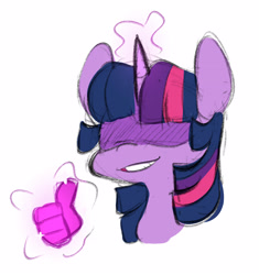 Size: 2650x2821 | Tagged: safe, artist:chub-wub, imported from derpibooru, twilight sparkle, alicorn, pony, female, glowing, glowing horn, grin, horn, magic, mare, simple background, smiling, solo, thumbs up, twilight sparkle (alicorn), white background