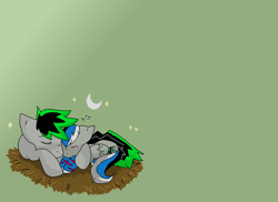 Size: 1750x1275 | Tagged: safe, artist:softfur, imported from derpibooru, oc, oc only, earth pony, pegasus, pony, 2012, duo, duo male and female, eyes closed, female, green background, male, nest, simple background, sleeping