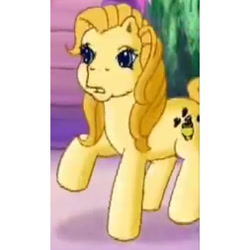 Size: 253x253 | Tagged: safe, imported from derpibooru, screencap, bumblesweet, earth pony, pony, the runaway rainbow, cropped, female, g3, mare, raised hoof, shocked, solo