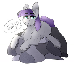 Size: 1280x1133 | Tagged: safe, artist:sunnysynopsis, imported from derpibooru, maud pie, earth pony, pony, female, looking at you, mare, missing accessory, solo, speech bubble