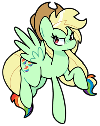 Size: 713x900 | Tagged: safe, alternate version, artist:kindakismet, imported from derpibooru, pegasus, pony, applejack's hat, cowboy hat, fusion:appledash, fusion:applejack, fusion:rainbow dash, hat, simple background, solo, transparent background