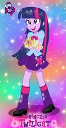 Size: 989x1920 | Tagged: safe, artist:jenna56, imported from derpibooru, twilight sparkle, alicorn, human, equestria girls, crown, female, jewelry, my little pony equestria girls, rainbow background, regalia, sparkles, twilight sparkle (alicorn)