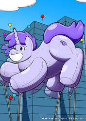 Size: 1053x1490 | Tagged: safe, artist:defilerzero, oc, oc only, balloon pony, inflatable pony, pony, balloon, balloon fetish, fetish, male, smiling, solo, stallion