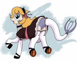 Size: 4096x3277 | Tagged: safe, artist:pony quarantine, imported from derpibooru, oc, oc only, oc:marina, merpony, pony, butt, choker, clothes, commission, female, looking at you, looking back, looking back at you, maid, mare, open mouth, plot, socks, solo, stockings, thigh highs, underhoof