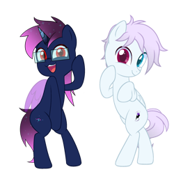 Size: 4000x4000 | Tagged: safe, artist:ramixe dash, imported from derpibooru, oc, oc only, oc:lightning stars, oc:osiris eclipse, alicorn, pegasus, base used, duo, g5, g5 to g4, generation leap, glasses, male, race swap, simple background, transparent background