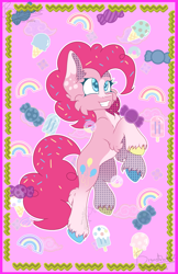 Size: 1947x3000 | Tagged: safe, artist:bryony6210, artist:bryonythewolf, imported from derpibooru, part of a set, pinkie pie, earth pony, pony, cheek fluff, chest fluff, female, grin, mare, smiling, solo, unshorn fetlocks