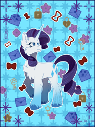 Size: 2252x3000 | Tagged: safe, artist:bryony6210, artist:bryonythewolf, imported from derpibooru, part of a set, rarity, pony, unicorn, cheek fluff, chest fluff, ear fluff, female, horn, mare, outline, solo, unshorn fetlocks, white outline