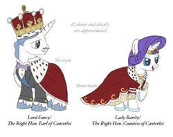 Size: 800x633 | Tagged: safe, artist:infrasonicman, imported from derpibooru, fancypants, rarity, pony, unicorn, clothes, crown, dress, facial hair, female, horn, jewelry, king, male, mare, moustache, raripants, regalia, royalty, shipping, simple background, stallion, straight