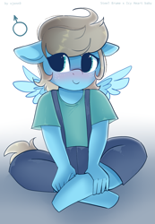 Size: 1347x1950 | Tagged: safe, artist:xjenn9, oc, oc only, anthro, child, clothes, cute, male, sitting