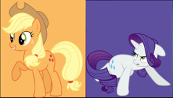 Size: 526x298 | Tagged: safe, artist:art-404-com, imported from derpibooru, applejack, rarity, alicorn, earth pony, pony