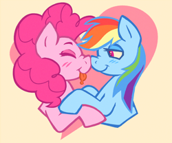 Size: 1844x1536 | Tagged: safe, artist:catponything, imported from derpibooru, pinkie pie, rainbow dash, earth pony, pegasus, pony, :p, blushing, boop, couple, female, holding hooves, lesbian, nose wrinkle, noseboop, pinkiedash, shipping, tongue out