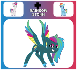 Size: 1650x1500 | Tagged: safe, artist:prixy05, imported from derpibooru, rainbow dash, zipp storm, oc, oc:rainbow storm, pegasus, pony, female, fusion, fusion:rainbow dash, fusion:zipp storm, g5, mare, my little pony: tell your tale, zipp and her heroine