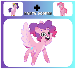 Size: 1650x1500 | Tagged: safe, artist:prixy05, imported from derpibooru, pinkie pie, pipp petals, oc, oc:poppy partypopper, pegasus, pony, female, fusion, fusion:pinkie pie, fusion:pipp petals, g5, mare, my little pony: tell your tale, pipp and her 2nd heroine