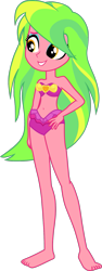 Size: 631x1671 | Tagged: safe, alternate version, artist:dustinwatsongkx, edit, imported from derpibooru, lemon zest, equestria girls, bare shoulders, barefoot, belly, belly button, bikini, clothes, equestria girls specials, feet, female, my little pony equestria girls: better together, my little pony equestria girls: forgotten friendship, pinkie pie swimsuit, simple background, sleeveless, solo, strapless, swimsuit, swimsuit edit, transparent background, vector