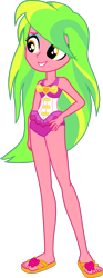 Size: 633x1693 | Tagged: safe, alternate version, artist:dustinwatsongkx, imported from derpibooru, lemon zest, equestria girls, clothes, clothes swap, equestria girls specials, feet, my little pony equestria girls: better together, my little pony equestria girls: forgotten friendship, one-piece swimsuit, pinkie pie swimsuit, sandals, simple background, solo, swimsuit, swimsuit swap, transparent background, vector