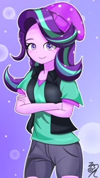 Size: 1152x2048 | Tagged: safe, artist:zeon_starlight, imported from derpibooru, starlight glimmer, equestria girls, blushing, clothes, female, looking at you, signature, smiling, smiling at you, solo