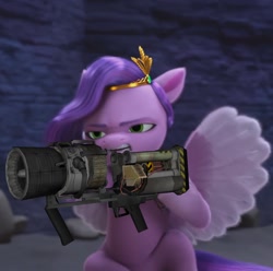 Size: 1384x1374 | Tagged: safe, artist:tom artista, edit, edited screencap, imported from derpibooru, screencap, pipp petals, pegasus, angry, call of duty, call of duty zombies, call of duty: black ops, cave, g5, mounting, my little pony: a new generation, my little pony: make your mark, my little pony: make your mark chapter 2, portrait of a princess, thundergun, weapon, wonder weapon