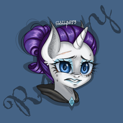 Size: 2048x2048 | Tagged: safe, artist:6hellboy9, imported from derpibooru, rarity, unicorn, blue lipstick, bust, cute, female, horn, lipstick, portrait, redesign, solo, uncanny valley