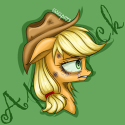 Size: 2048x2048 | Tagged: safe, artist:6hellboy9, imported from derpibooru, applejack, earth pony, pony, bust, female, portrait, solo