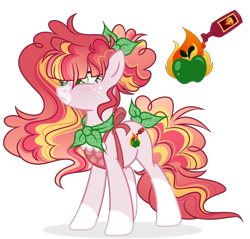 Size: 1652x1582 | Tagged: safe, artist:blazenly-obvious, imported from derpibooru, oc, oc only, oc:apple fire, earth pony, pony, apron, ascot, base used, clothes, earth pony oc, facial markings, female, freckles, hair tie, mare, mealy mouth (coat marking), multicolored hair, offspring, parent:big macintosh, parent:pinkie pie, parents:pinkiemac, pink coat, simple background, socks, solo, tail tie, transparent background