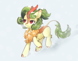 Size: 3467x2726 | Tagged: safe, artist:return 0, imported from derpibooru, oc, oc only, oc:spring breeze, kirin, snow, solo, winter