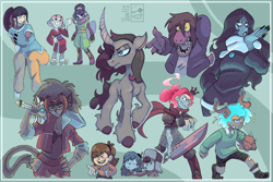 Size: 2048x1365 | Tagged: safe, artist:donhi, imported from derpibooru, them's fightin' herds, community related, deltarune, dipper pines, gravity falls, mabel pines, oleander (tfh), susie (deltarune)