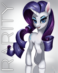 Size: 1600x2000 | Tagged: safe, artist:raritymylove, imported from derpibooru, rarity, pony, unicorn, blushing, female, horn, looking at you, mare, simple background, solo, standing