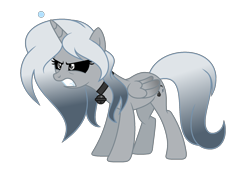 Size: 1961x1351 | Tagged: safe, artist:darbypop1, imported from derpibooru, oc, oc:melody everbelle, alicorn, pony, alternate design, angry, black sclera, female, mare, simple background, solo, transparent background