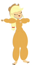 Size: 3704x7400 | Tagged: safe, artist:brightstar40k, imported from derpibooru, applejack, ape, gorilla, human, equestria girls, applejacked, barefoot, bigfoot, chest beating, chest pounding, claws, cowboy hat, fangs, feet, female, hat, muscles, muscular female, nudity, sasquatch, tarzan