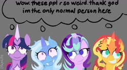 Size: 1072x594 | Tagged: safe, artist:toothpaste_spl, imported from derpibooru, starlight glimmer, sunset shimmer, trixie, twilight sparkle, pony, equestria girls, friendship is magic, meme, meme origin, meme reference