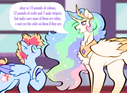 Size: 8000x5849 | Tagged: safe, artist:pewiowl, imported from derpibooru, princess celestia, oc, pony, art, concerned, digital art, implied drugs, master chief and luna hanging out, meme