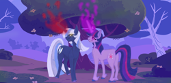 Size: 1240x604 | Tagged: safe, artist:tazzy-girl, imported from derpibooru, twilight sparkle, oc, oc:silverlay, original species, pony, unicorn, female, horn, magic, mare, umbra pony, unshorn fetlocks