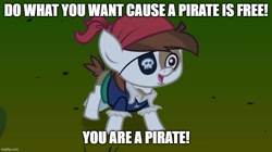 Size: 888x499 | Tagged: safe, imported from derpibooru, screencap, pipsqueak, luna eclipsed, caption, image macro, imgflip, lazytown, pirate pipsqueak, song reference, text, you are a pirate