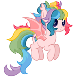 Size: 1920x1920 | Tagged: safe, artist:cirillaq, imported from derpibooru, oc, oc:rainbow skies, bat pony, pony, female, mare, simple background, solo, transparent background