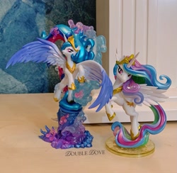 Size: 2567x2504 | Tagged: safe, imported from derpibooru, kotobukiya, princess celestia, pony, figure, kayou, kotobukiya princess celestia, looking at you, merchandise, music notes, official, side view, solo, spread wings, statue, wings