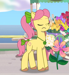 Size: 1000x1080 | Tagged: safe, imported from derpibooru, screencap, earth pony, pony, cropped, eyes closed, flower, g5, my little pony: tell your tale, neighfever, posey bloom