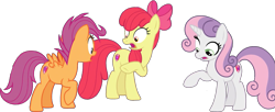 Size: 1887x769 | Tagged: safe, edit, edited screencap, editor:pascalmulokozi2, imported from derpibooru, screencap, apple bloom, scootaloo, sweetie belle, earth pony, pegasus, pony, unicorn, growing up is hard to do, background removed, cutie mark crusaders, female, horn, mare, not a vector, older, older apple bloom, older cmc, older scootaloo, older sweetie belle, shocked, trio, trio female