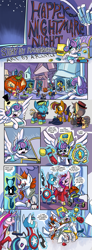 Size: 1200x3273 | Tagged: safe, artist:lytlethelemur, imported from derpibooru, princess cadance, princess flurry heart, shining armor, sunburst, alicorn, bat pony, unicorn, captain america, clothes, comic, costume, devil costume, devil horns, halloween, halloween 2024, halloween costume, holiday, horn, horns, it, marvel, open mouth, pennywise, screaming