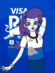 Size: 810x1080 | Tagged: safe, artist:captainelsa, imported from derpibooru, rarity, human, equestria girls, drink, energy drink, female, formula 1, red bull, solo, visa