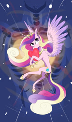 Size: 2000x3354 | Tagged: safe, artist:anonymous, imported from derpibooru, princess cadance, alicorn, pony, bone, drawthread, female, heart, holding a heart, implied human, mare, skeleton, spread wings, wings