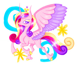 Size: 1811x1504 | Tagged: safe, artist:coolzaart, imported from derpibooru, princess cadance, alicorn, pony, colored wings, colored wingtips, curved horn, female, horn, mare, solo, spread wings, unshorn fetlocks, wings