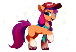 Size: 1080x739 | Tagged: safe, imported from derpibooru, sunny starscout, earth pony, pony, ai content, ai generated, current events, female, g5, make america great again, mare, politics, solo