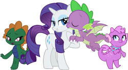 Size: 2863x1578 | Tagged: safe, artist:almostfictional, artist:candy meow, artist:catachromatic, artist:dragonchaser123, derpibooru exclusive, edit, imported from derpibooru, vector edit, princess thunder guts, rarity, spike, oc, oc:emziko, dragon, pony, unicorn, equestria girls, equestria girls series, lost and pound, spoiler:eqg series (season 2), .svg available, bandana, bedroom eyes, canon x oc, cheek kiss, dragon oc, dragoness, dragonified, eyes closed, eyes open, fangs, female, female oc, flying, grin, group, horn, interspecies, kissing, kissy face, lidded eyes, male, mare, my little pony equestria girls: better together, my little pony equestria girls: choose your own ending, non-pony oc, open mouth, polygamy, quartet, raised hoof, raised leg, shipping, show accurate, simple background, smiling, sparity, sparundiko, species swap, spiko, spunder, straight, transparent background, vector, winged spike, wings