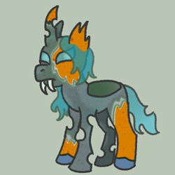 Size: 1042x1043 | Tagged: safe, artist:zoeyhorse, imported from derpibooru, oc, oc only, oc:mold pie, changeling, changeling oc, female, green background, mold, simple background, solo