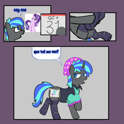 Size: 2048x2048 | Tagged: safe, artist:derpybeauty, imported from derpibooru, starlight glimmer, oc, oc:sama, pony, unicorn, clothes, femboy, horn, male, socks, spanish, unicorn oc