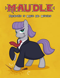 Size: 2549x3295 | Tagged: safe, artist:artisticwerks, imported from derpibooru, maud pie, earth pony, pony, anime, clothes, mashle, necktie, simple background, solo