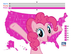 Size: 1030x774 | Tagged: safe, imported from derpibooru, pinkie pie, earth pony, pony, female, implied donald trump, implied kamala harris, mare, pinkie party, politics, solo, united states, vote pink