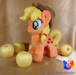 Size: 1289x1280 | Tagged: safe, artist:1stastrastudio, imported from derpibooru, applejack, pony, apple, food, irl, photo, plushie, solo