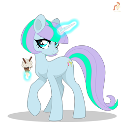 Size: 4000x4000 | Tagged: safe, artist:r4hucksake, imported from derpibooru, oc, oc:tinker tailor, pony, absurd resolution, female, food, ice cream, magic, mare, simple background, solo, transparent background